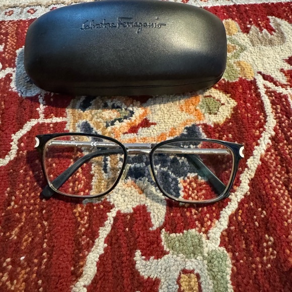 Salvatore Ferragamo 2159 Eyeglasses Prescription Black & Silver Frames Unisex